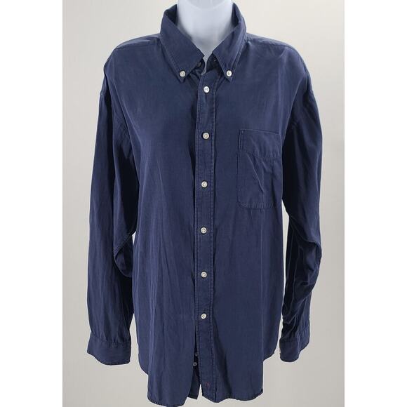 Hathaway Sport men's silk button-down shirt blue Size Large long sleeve - Picture 1 of 9